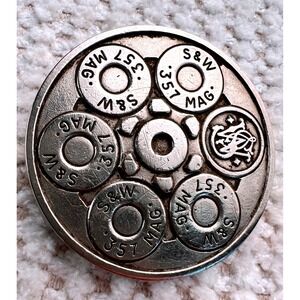 Smith & Wesson Belt Buckle Unisex OS Silver Good 1980 357 Magnum Revolver Logo